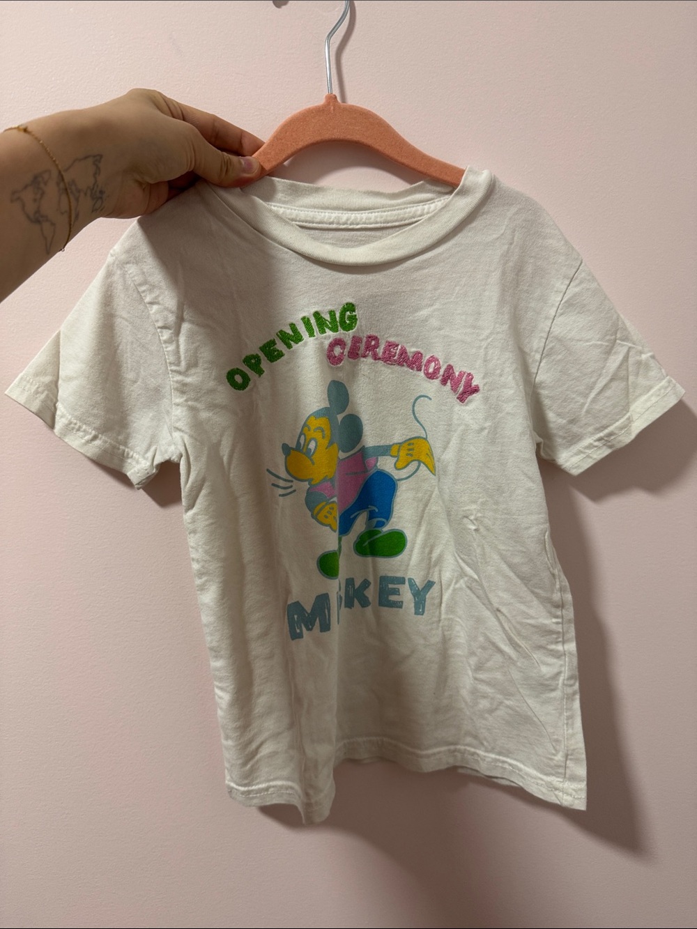 Opening Ceremony White Mickey Graphic Tee with Multicolor Print